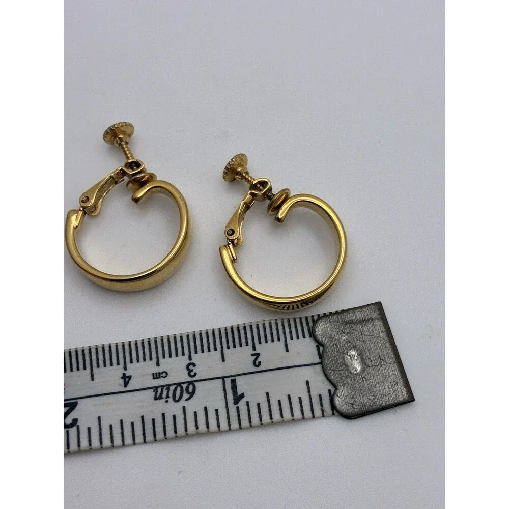 Napier Gold Hoop Screw Back Clip on Earrings VTG Classic